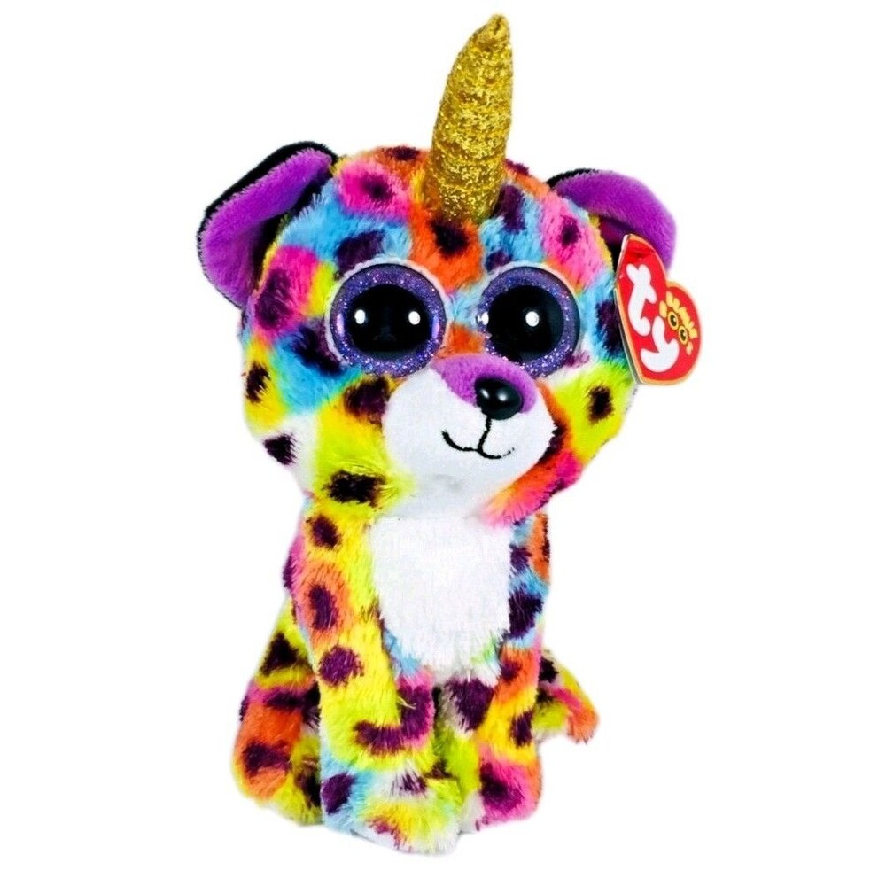 TY Beanie Boos 6" GISELLE Unicorn Rainbow Leopard Plush Toy, NWT